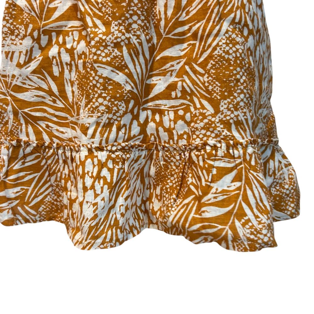 Christian Siriano Mini Ruffle Skirt Women Sz Large Linen Mustard Yellow Pockets - Picture 9 of 14